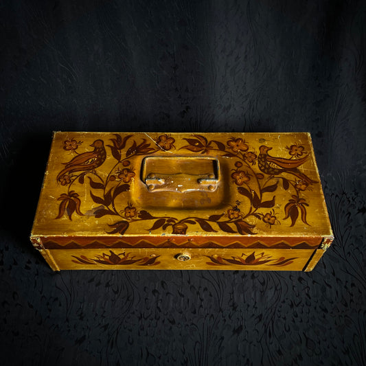 Hand painted folK sunburst toleware box
