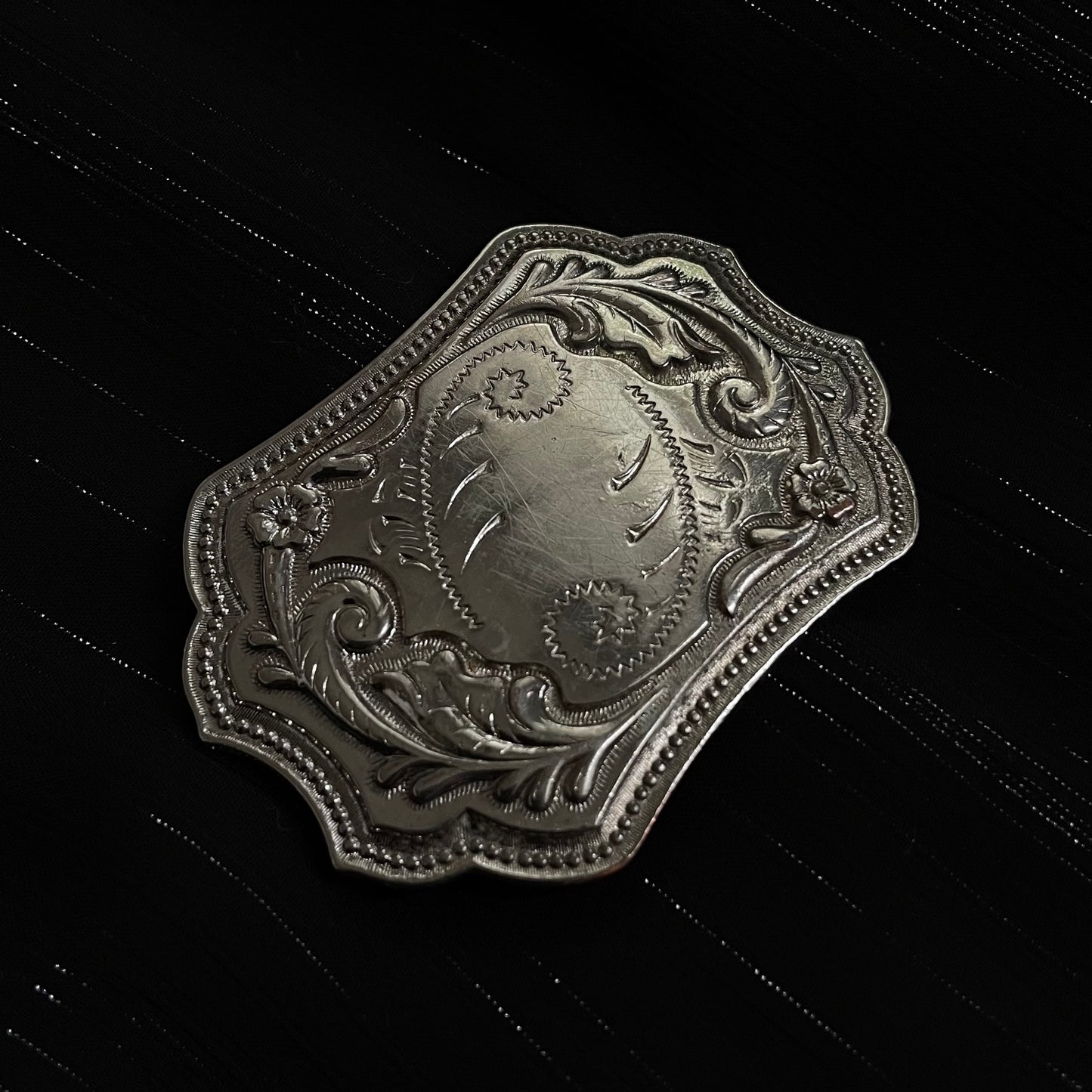 Scrolling Botanical Classic Western Belt Buckle