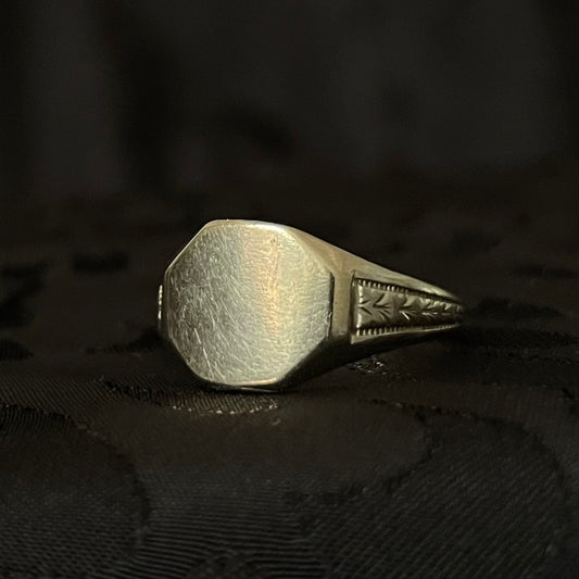The Hand Etched Art Deco Ostby & Barton Signet Ring 