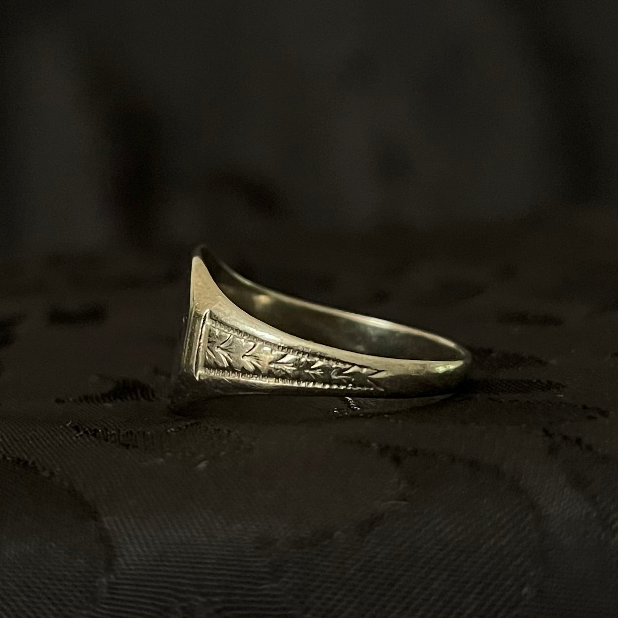 The Hand Etched Art Deco Ostby & Barton Signet Ring 