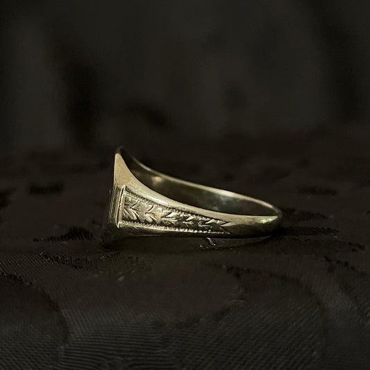 The Hand Etched Art Deco Ostby & Barton Signet Ring 