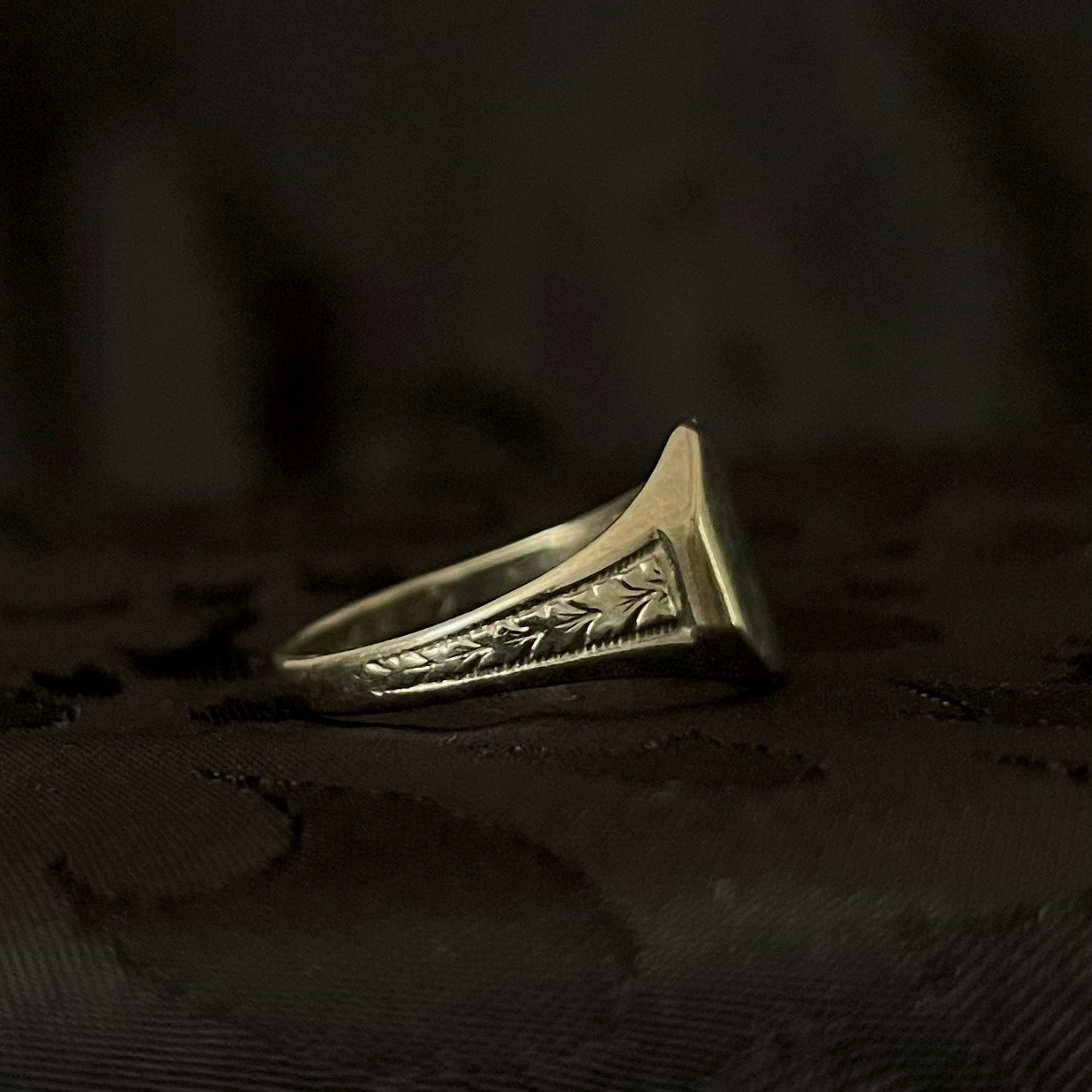 The Hand Etched Art Deco Ostby & Barton Signet Ring 