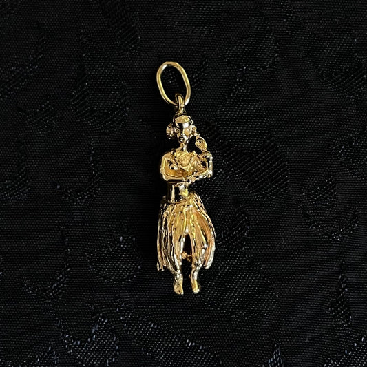 1960's Solid Gold Hawaiian Hula Dancer Charm