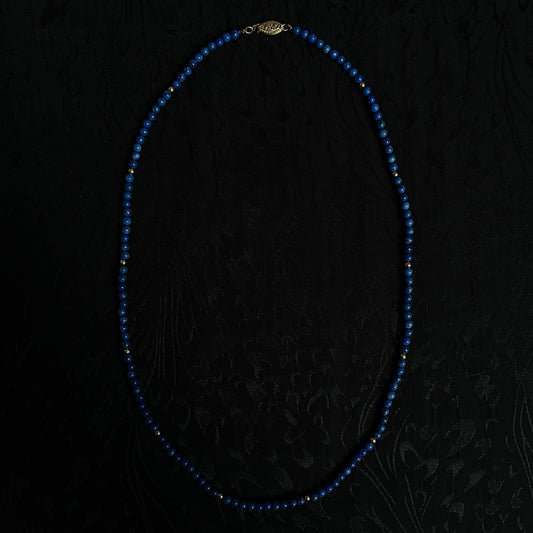 Lapis Lazuli and 14k Gold Single Strand Beaded Necklace