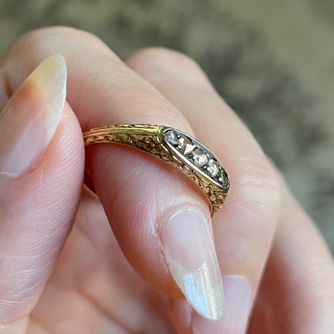Victorian Rose Cut Diamond Gold Ring