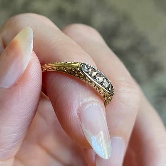 Victorian Rose Cut Diamond Gold Ring