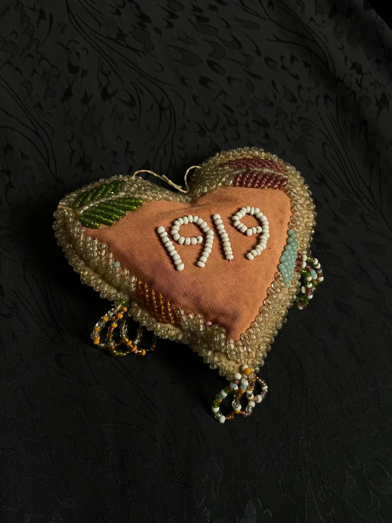 Hand Beaded Glass Haudenosaunee Heart