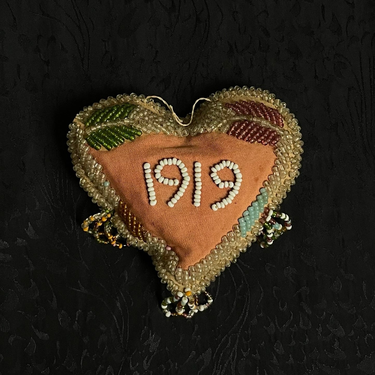 Hand Beaded Glass Haudenosaunee Heart