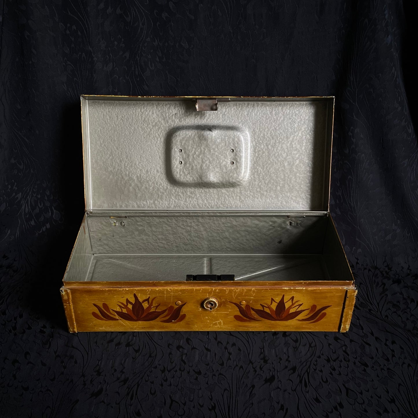 Hand painted folK sunburst toleware box