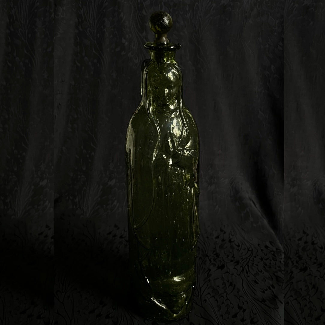 Our Lady Of Guadalupe Handblown Holy Water Glass Vessel